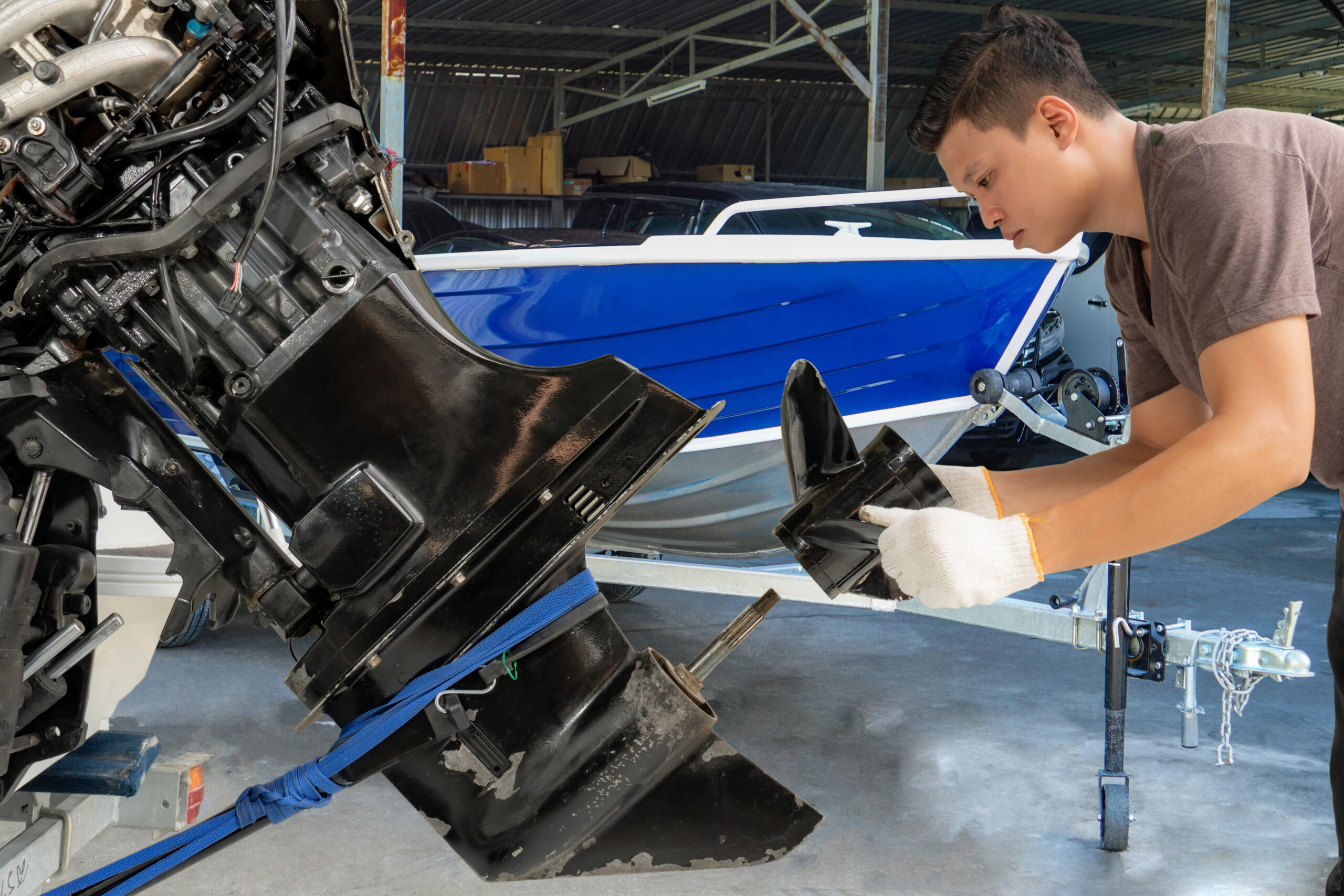 Outboard engine repair